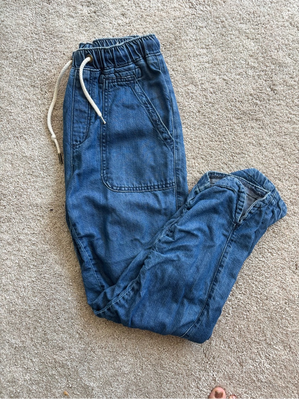 Pilcro Anthropologie Denim Utility Cargo Jogger Pants Drawstring Ruched Sz S